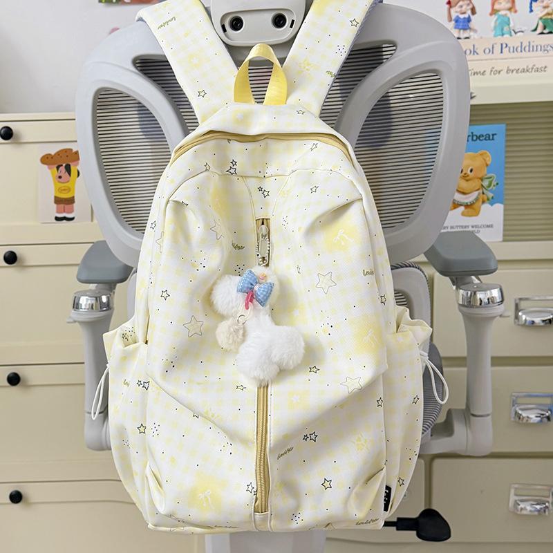 Schoolbag High Value Plaid Schoolbag Female Junior High School Student High School Student Light Casual Backpack Korean Primary School Student