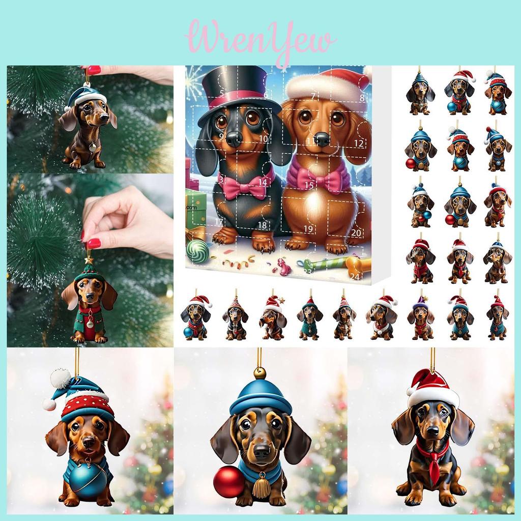 Christmas Countdown 24 Day Dog Pet Pendant With Acrylic Material For Holiday Decor And Gift Giving