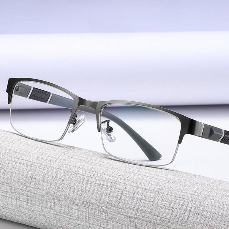 Anti Blue Presbyopia Glasses Men Half-Frame Glasses Business Style Male Eyeglasses For Old People Reading Glasses 0 To +4.0