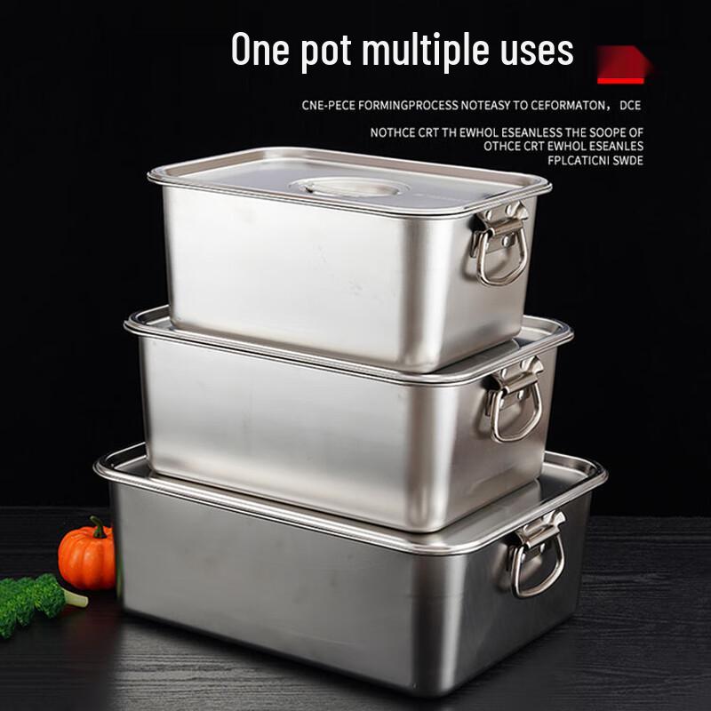 Rechteckiges Edelstahlbecken mit Griffen