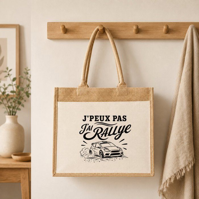 Sac cabas - PLANETEE - J'peux pas minimaliste - Toile de jute et coton - 21 L (43×33×21 cm) - Anses 65 cm
