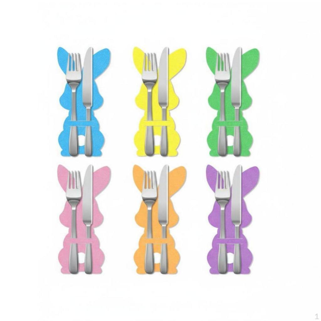 8 Pieces Easter rabbit and Carrot Utensil Sleeve Cartoon Design Easterthese holdersed