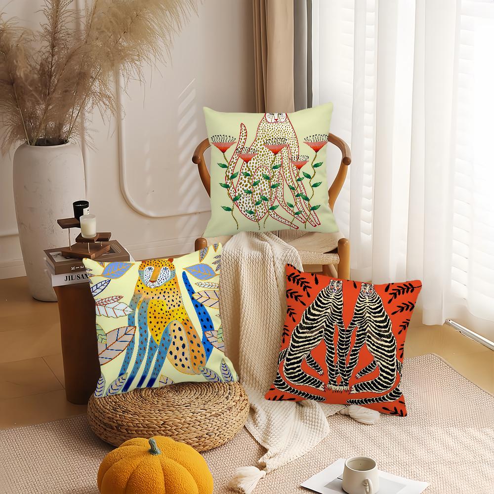 Art Geometric Animal Pattern Pillow Case Office Cushions Suitable For Sofa Car Bedroom Decorative Cushion Cover
