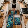 1Pcs Anti Fatigue Kitchen Rugs PeaRooster feathers Print Waterproof Non-Slip Thick Cushioned Kitchen Mat Heavy Duty Comfort Standing Mat for Kitchen