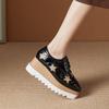 Versatile 2025 Autumn New Star Platform Muffin Sole Casual Shoes Lace-up Wedge Single Shoes Women's British Style HZB-763-3
