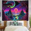 VIKAMA Alien Illusion Wandteppich Farbverlauf Illusion Wohnzimmer Schlafzimmer Bohemian Dekoration SciFi Kunst Zimmer Dekoration