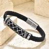 Simple Student Black Leather Rope Cowhide Men's, Woven Bracelet Handmade Multilayer Leather Bracelet