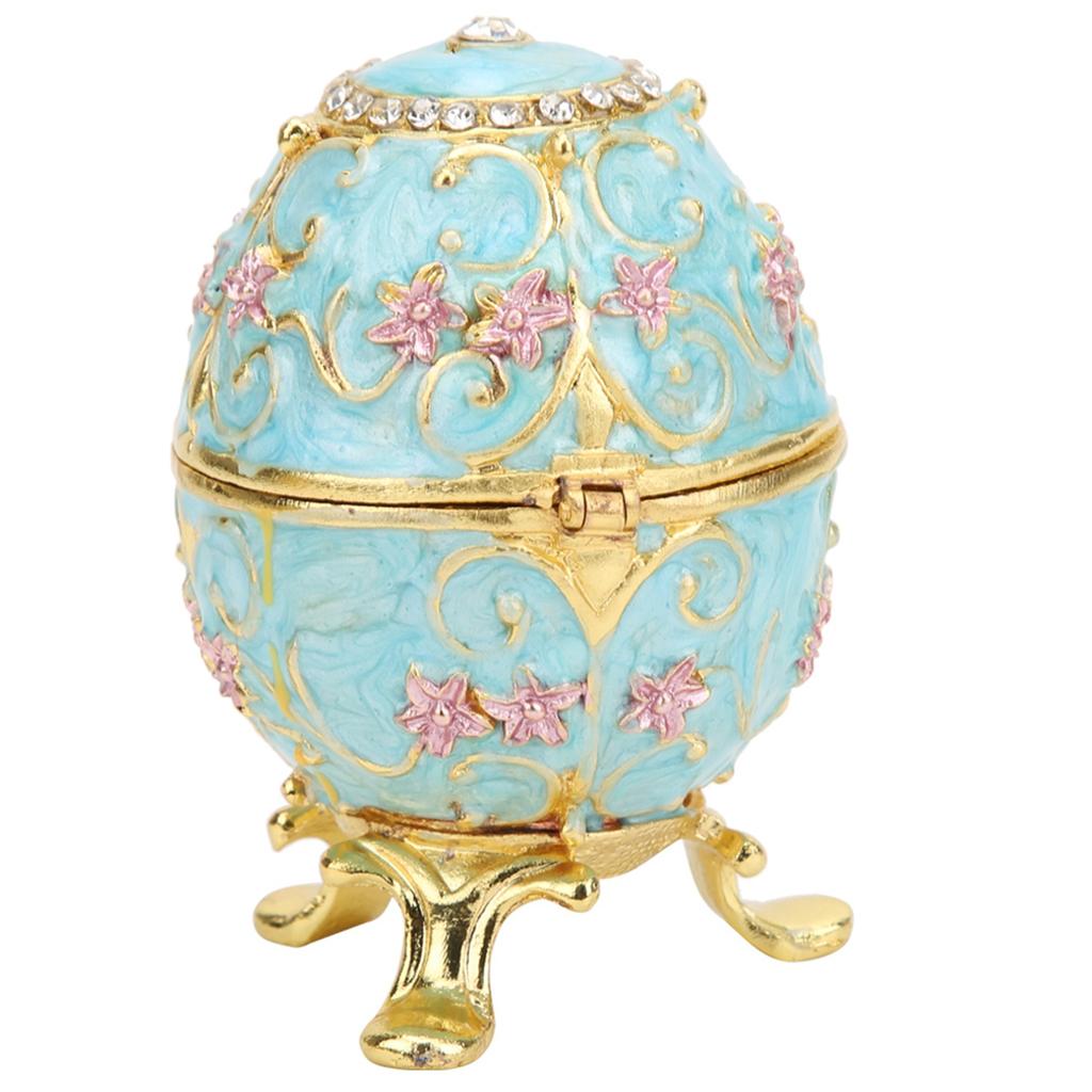 Hand Made Enameled Easter Egg Jewelry Box Organizer Home Desktop Decor Ornaments Gifts
