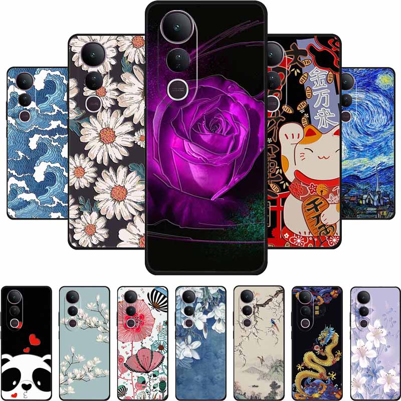 3D Emboss Case For Vivo V50 Lite 4G Phone Case V 50 lite Coque Flowers Silicone Soft Back Cover Funda For Vivo V50 Lite 5G Case