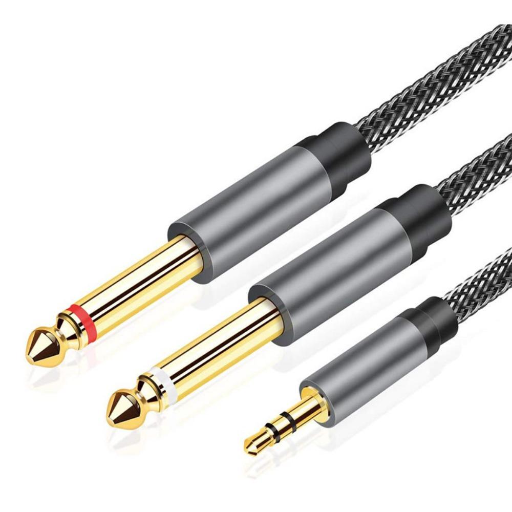 2 in 1 3.5mm To 2 6.35mm Audio Cable 3.5mm Jack To 6.5mm Jack Cable  Speaker/Mixer/Amplifier/TV