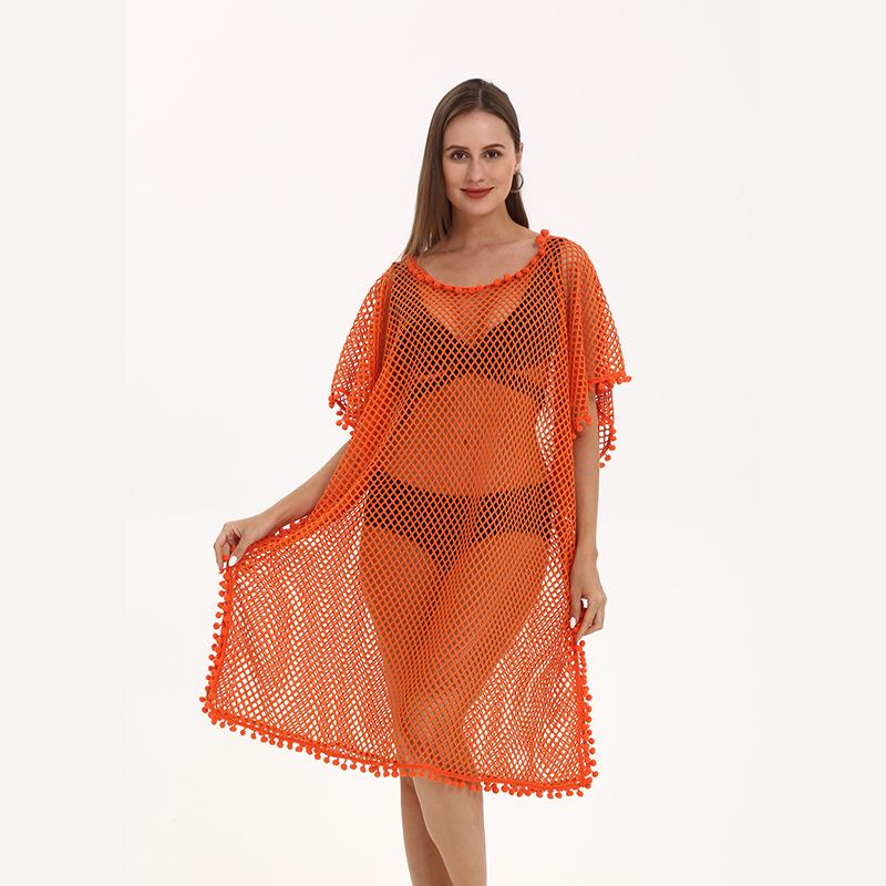 Women's Tassel Cardigan Beach Cover-Up Shawl: Sun Protection Bikini Cover, European & American Style, Hollow Out Design