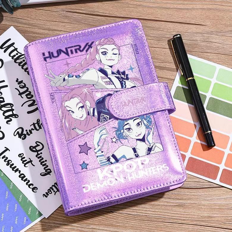 Kpop Охотники Лазерный блокнот Студенческий журнал Твердый переплет На кольцах Мультяшный Аниме purple-team фиолетовый