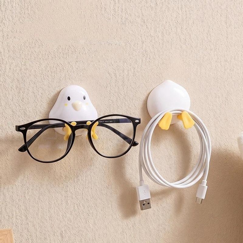 1/2Pcs Cable Rack Chicken Duck Shape Cable Holder Strong Load Bearing Data Cable Storage Hook Wall Mounted Space Saving Rack