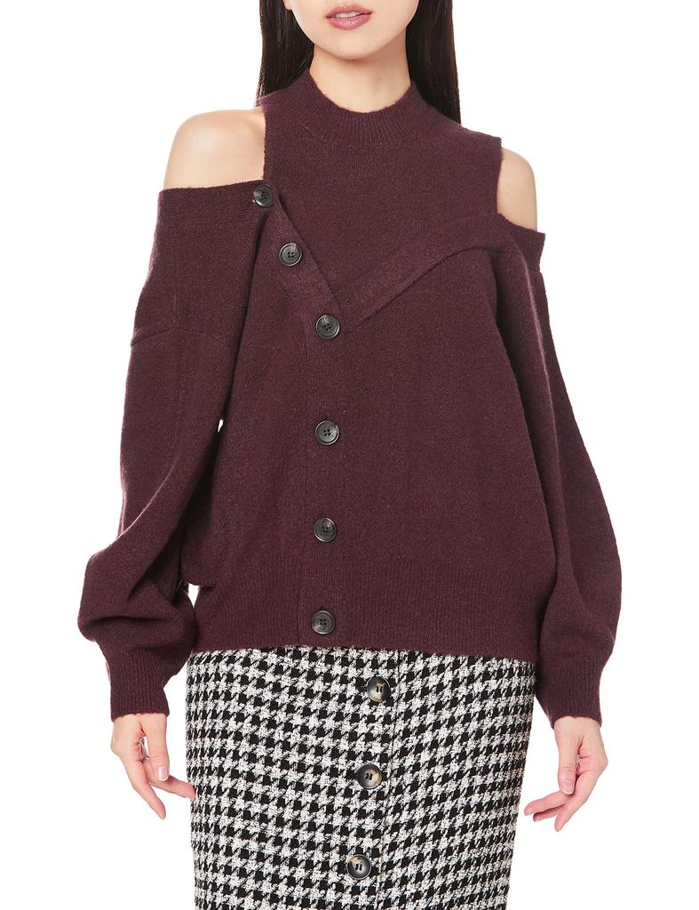 Snidel Open Shoulder Button Knit Pullover SWNT214129 BRD F Women's