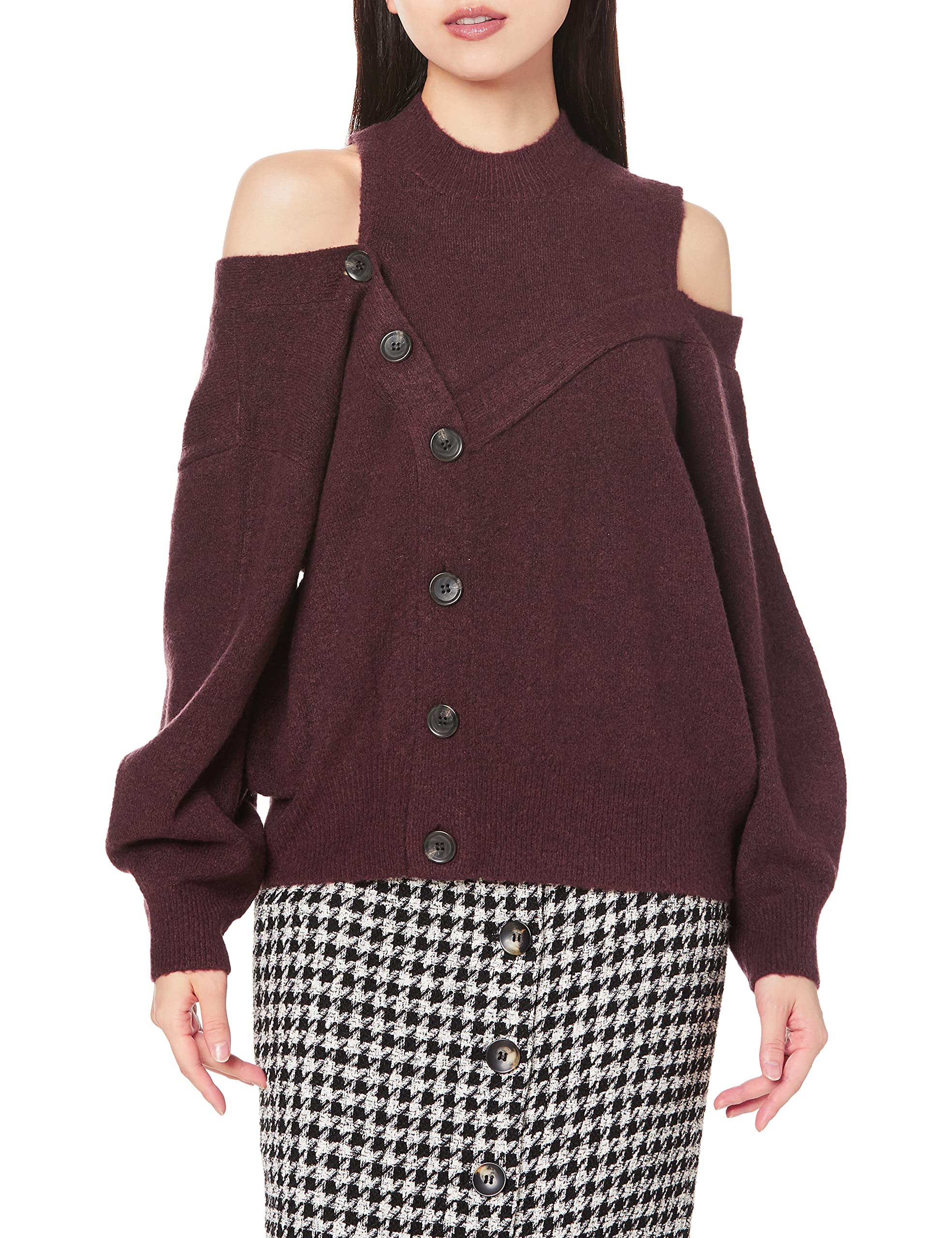 

Snidel Пуловер трикотажный с открытыми плечами на пуговицах SWNT214129 BRD F Женский