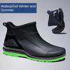 Heren Korte Schacht Regenlaarzen, Vier Seizoenen Duurzaam, Waterdicht, Antislip Rubber Schoenen, Outdoor Vissen Regenschoenen