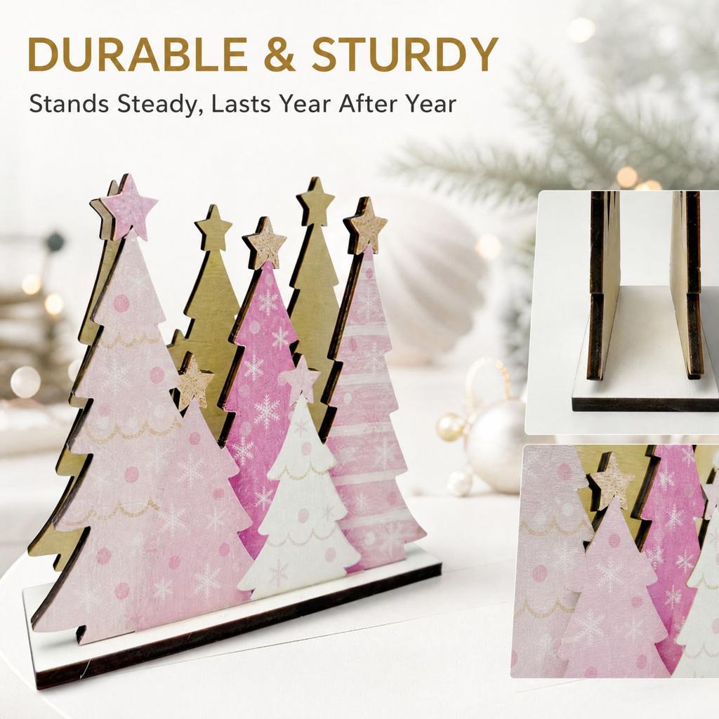 Wooden Christmas Tree Napkin Holder with Polka Dot Design, Holiday Tabletop Decoration