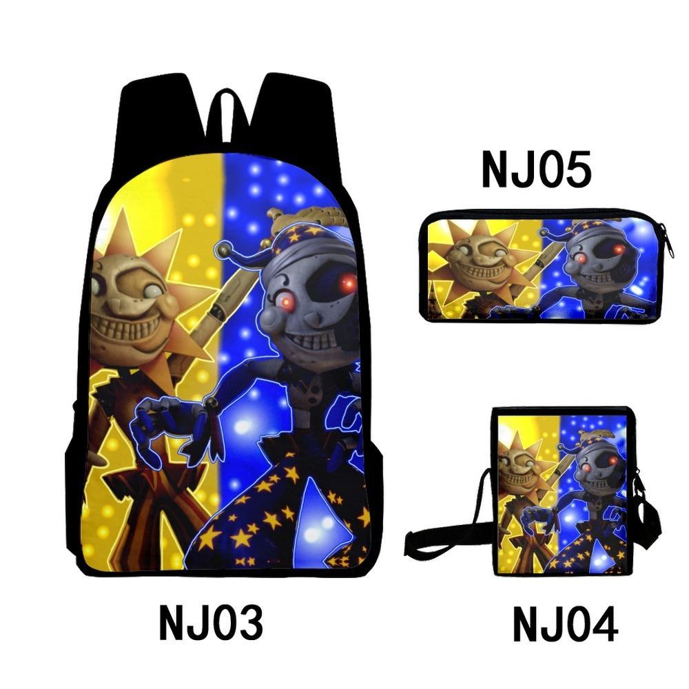 3Dsundropfnaf Backpack Student School Bag Crossbody Bag Pencil Bag Three-Piece Trend