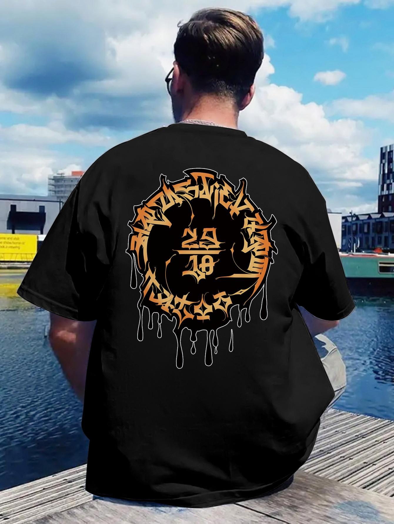 

A T-shirt with a Back Print That Features a Moebius Strip Element L