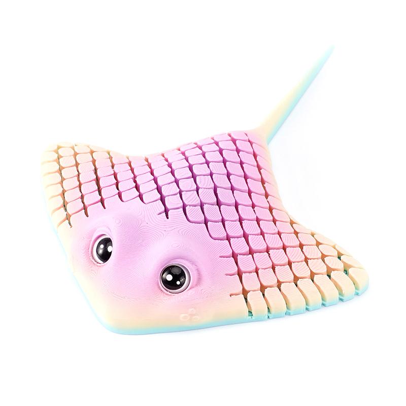 3D Printed Manta Ray Fidget Toy Multicolor Articulated Sensory Toy Manta Rays And Devil Fish Animal Models Home Desktop Ornament