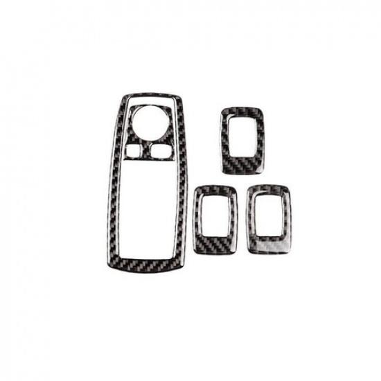 Fit For BMW X3 E83 2006-2010 Real Carbon Fiber Window Lock Lift Panel Trim Frame