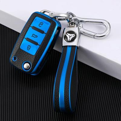 Car Key Cover Case for Volkswagen VW Bora Polo Tiguan Jetta Passat B5 B6 B7 Golf Beetle Skoda Octavia Leather TPU Accessory