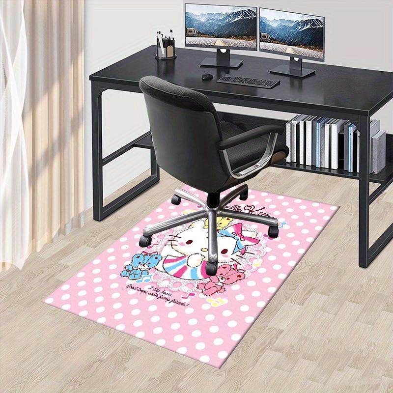 

1pc Hello Kitty Cute Cartoon Pink Polka Dot Pattern Office Desk Mat Under Chair Rug Gift Universal Carpet for Room Decorative Floor Covering 60cm by 90cm