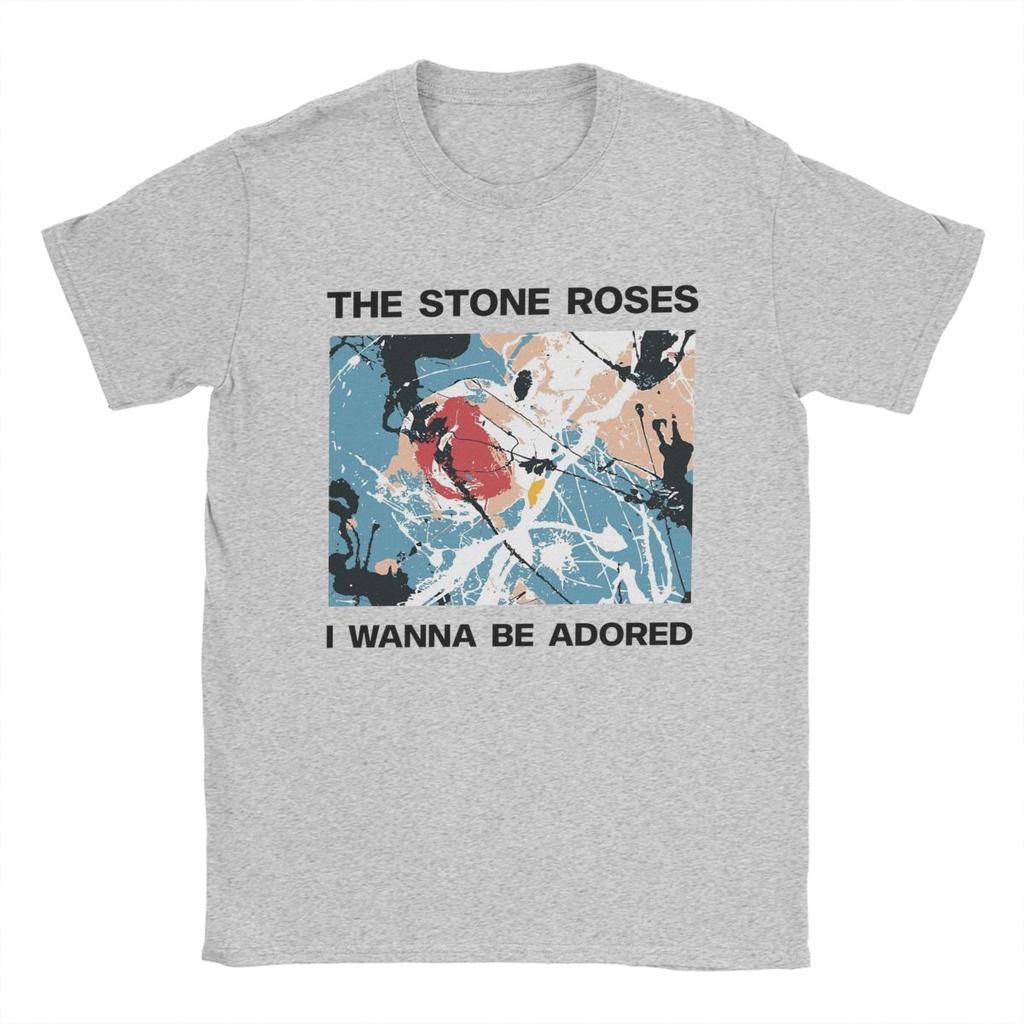 Men T-Shirt Stone Roses I Wanna Be Adored Funny Pure Cotton Tees Short Sleeve T Shirts Crewneck Tops Plus Size