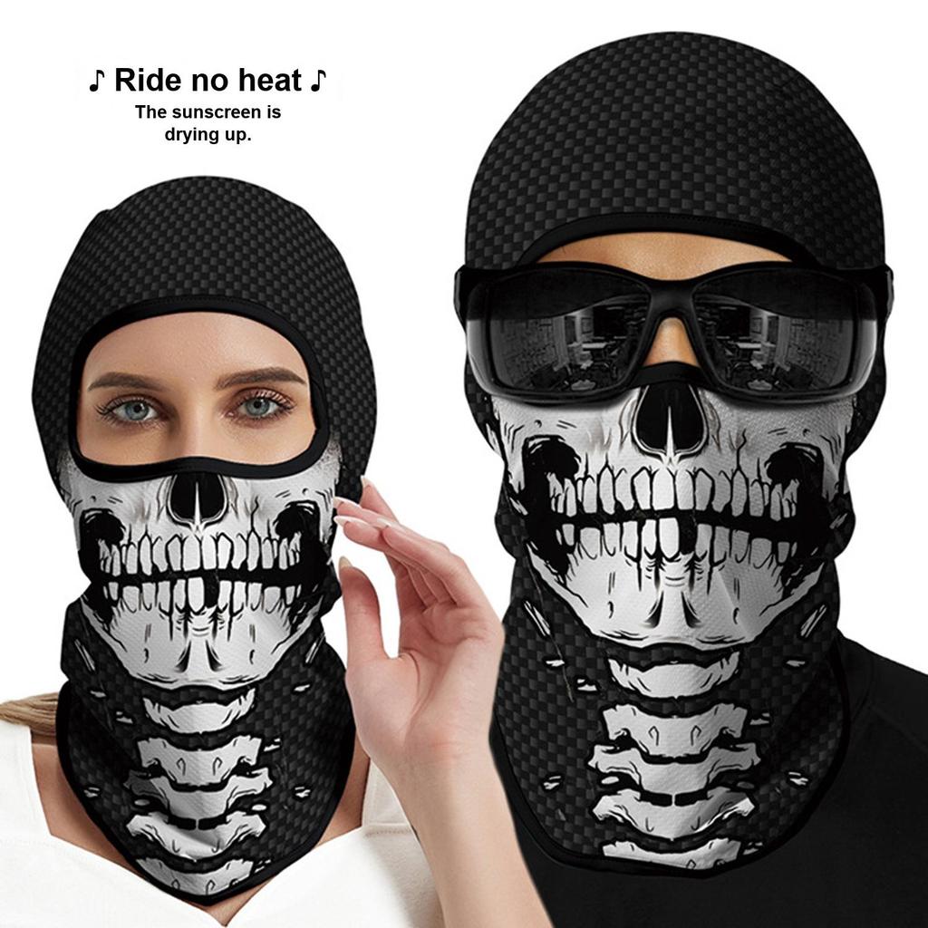 Motorcycle Face Mask, Breathable Skull Balaclava Neck Gaiter, UV Protection Face Cover for Cycling Fishing Outdoor Sports