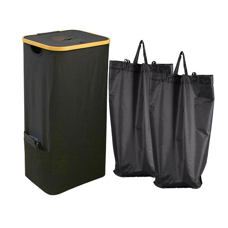 

Bamboo Oxford Cloth Foldable Recycling Basket with Lid and Inner Bag.