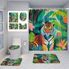 Animal Theme Printed Shower Curtain Suit Polyester Moisture-Proof Bathroom Curtain Bathroom Accessories Non-Slip Floor Mat