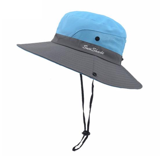 

Женская летняя шляпа от солнца с сетчатым ветрозащитным ремешком и широкими полями, защита от ультрафиолета, складная портативная кепка для садоводства, рыбалки, путешествий, шляпа рыбака на открытом воздухе синий