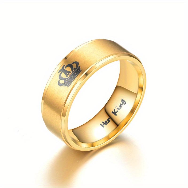 1Pcs Fashion Crown Queen Pattern Titanium Steel Ring