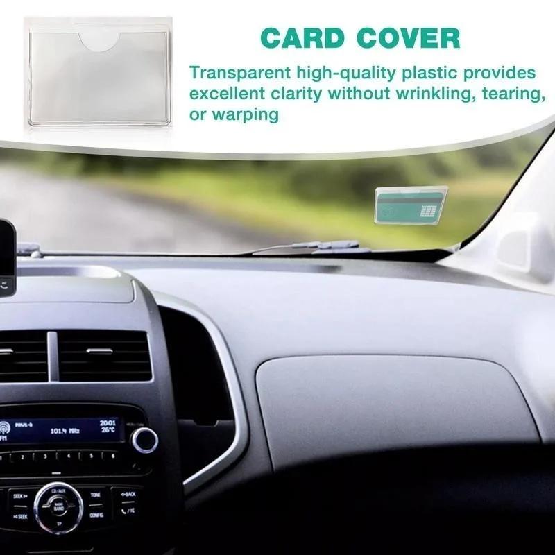 Windschutzscheibenkartenhalter-Clip Selbstklebende Windschutzscheiben-Versicherungsaufkleber Auto Klarsichthülle für Ausweiskarte Ausweishalter