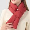 Autumn Winter Down Scarf For Women Girls Soft Cross Solid Colors Waterproof Plush Scarves Lady Warmer Neck Protection