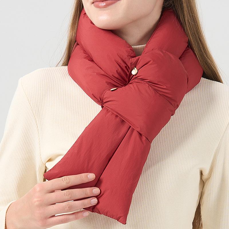 Autumn Winter Down Scarf For Women Girls Soft Cross Solid Colors Waterproof Plush Scarves Lady Warmer Neck Protection