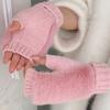 Soft Half-Finger Gloves Windproof Plush Gloves Fashionable Knitted Gloves  Winter