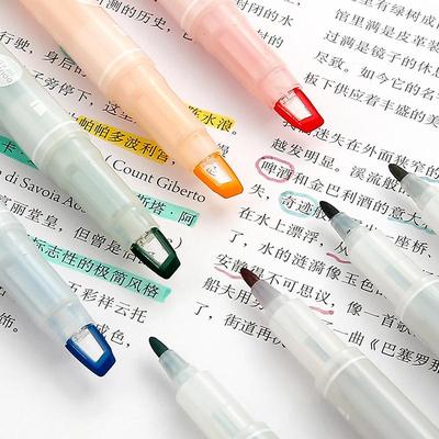 5Colors/Set Double Headed Highlighter Pen Set Unique Window Tip Highlighter Pen Highlighters Marker School Stationery Supplies