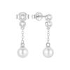 Fashion 925 Sterling Silver Small Zircon Tassel Chain Dangling Pearls Gold Plated Stud Earring Jewelry for Women