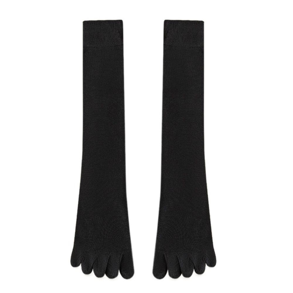 

Solid Color Split Toe Socks Anti-slip Mid-tube Stocking Women Fashion Five Finger Long Socks Girls