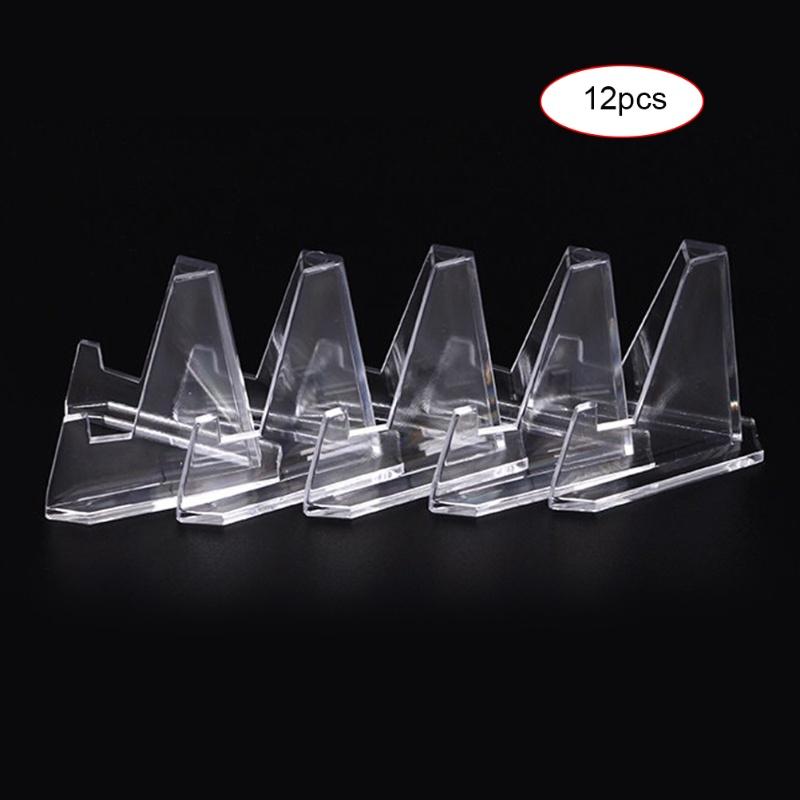 12PCS Mini Acrylic Display Stands Transparent Coin Display Easel For Home Shop Exhibitions