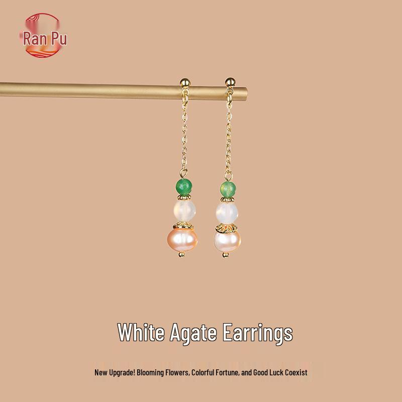 Women's Summer Style Fresh Pearl Earrings, High-End Hanfu Accessories, 925 Sterling Silver