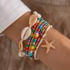 Set da 7 Pezzi Stile Bohémien Resort Braccialetto Intrecciato con Perline di Conchiglie Set di Braccialetti con Perle di Riso Stella Marina Stile Spiaggia Per Donna