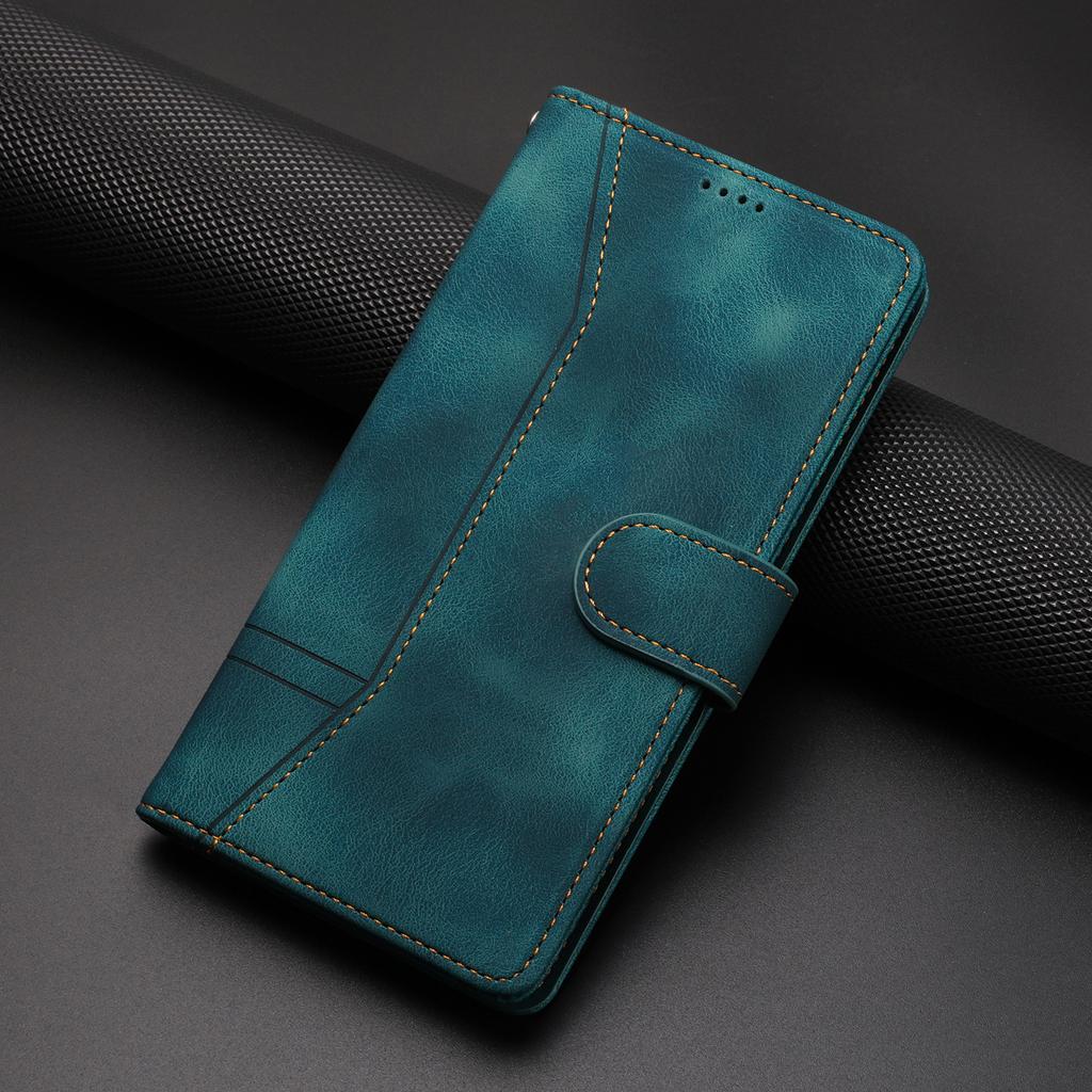 L002 For iPhone 12/12 Pro 6.1 Inch Retro Lines Imprinted Phone Cover Leather Stand Wallet Case