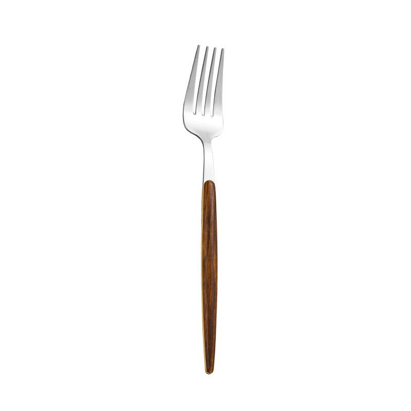 Ins Gold Tableware 430 Stainless Steel Knives, Forks and Spoons Set Imitation Wood Western Food Steak Knives and Forks