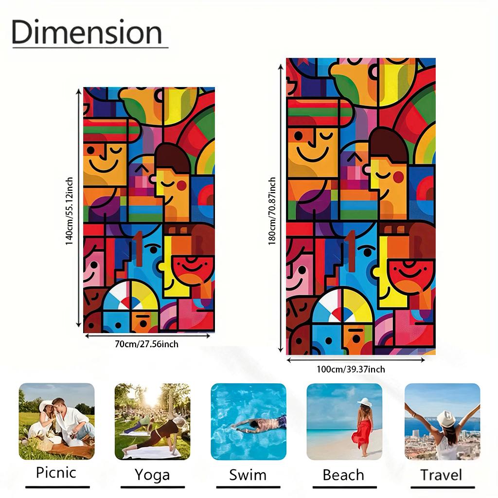 1 Pezzo Telo Mare Patchwork Colorato Telo Grande Super Assorbente Adatto Per Vacanze al Mare Piscina Yoga Palestra Regalo Estivo Per Amici