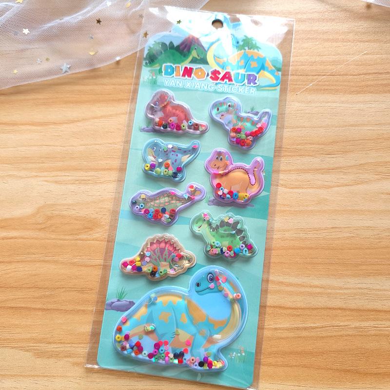 1pc Cute Cartoon Tyrannosaurus Rex Dinosaur 3D Rocking Water Injection Stickers Creative DIY Decoration Stickers Holiday Gifts