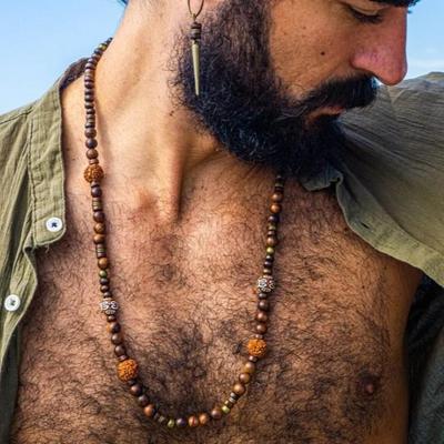 Collier ethnique bohème fait main pour homme avec perles - Style long européen et américain