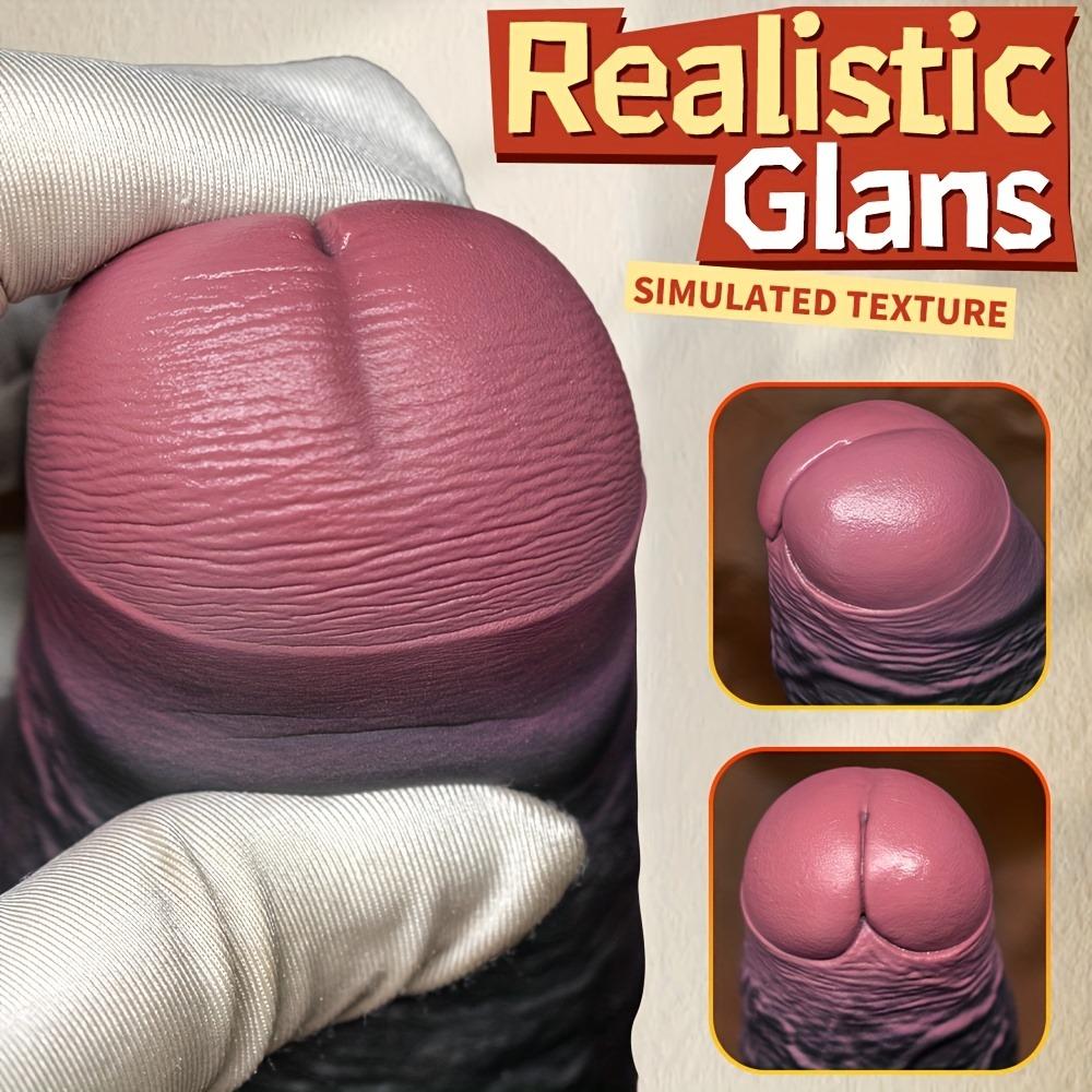 Extra Large Soft Liquid Silicone Dildo, Brown Realistic Design with Red Glans, 3 Sizes Available, Up To 31cm, Flexible Skin-Like Adult Toy