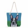 Oil Painting of a Dog Print Thick Rope Single-shoulder Beach Bag 7214